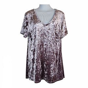 Spring + Mercer Velvet Legging Tee Hi-Low Tunic in Rose Smoke Size L